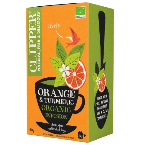 CLIPPER Herbatka Orange & Turmeric z kurkumą i skórką pomarańczy BIO 20*2g