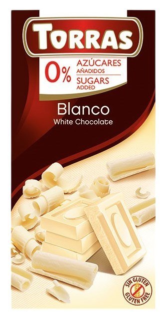 TORRAS Czekolada biała bez dodatku cukru bezglutenowa 75g