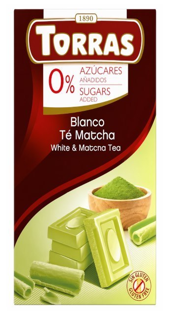 TORRAS Czekolada biała z matchą bez dodatku cukru bezglutenowa 75g