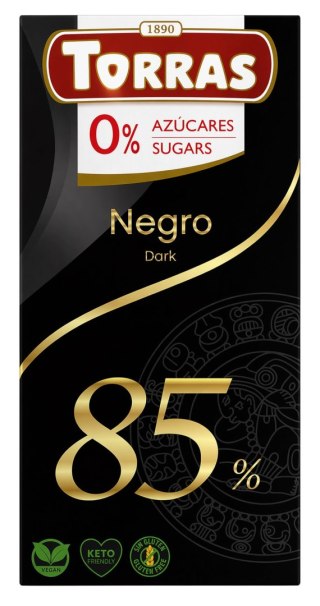 TORRAS Czekolada gorzka 85% kakao bez dodatku cukru bezglutenowa 75g