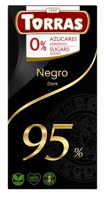 TORRAS Czekolada gorzka 95% kakao bez dodatku cukru bezglutenowa 75g