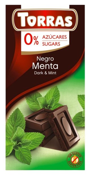 TORRAS Czekolada gorzka z miętą bez dodatku cukru bezglutenowa 75g