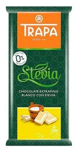 TRAPA Stevia Czekolada biała bez dodatku cukru bezglutenowa 75g