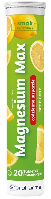 Magnesium Max 20 tabletek musujących bez dodatku cukru STARPHARMA