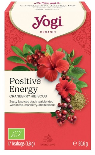 YOGI Herbatka Positive Energy Cranberry Hibiscus - pozytywna energia żurawina hibiskus BIO 17*1,8g