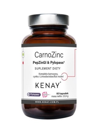 KENAY CarnoZinc PepZinGI & Pylopass 60 kaps. - kompleks karnozyny, cynku i Limosilactobacillus reuteri