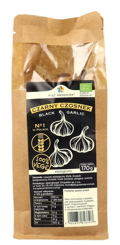 PIĘĆ PRZEMIAN Czarny czosnek główki BIO 170g