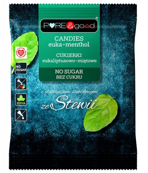 PURE&GOOD Cukierki eukaliptusowo-miętowe ze stewią bez dodatku cukru 50g