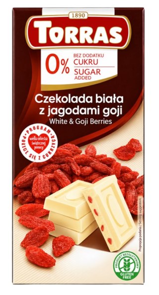 TORRAS Czekolada biała z jagodami goji bez dodatku cukru bezglutenowa 75g