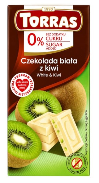 TORRAS Czekolada biała z kiwi bez dodatku cukru bezglutenowa 75g
