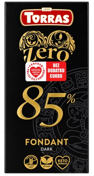 TORRAS ZERO Czekolada gorzka 85% bez dodatku cukru bezglutenowa 100g