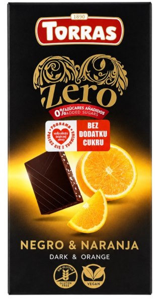 TORRAS ZERO Czekolada gorzka z pomarańczą bez dodatku cukru bezglutenowa 125g
